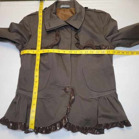 Italian Y2K Choclate Brown Ruffled Skirt and Blazer Set Steampunk Dark Academia - Picture 14 of 16